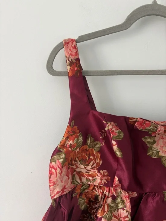 Lulu’s Unbelievably Lovely Red Floral Babydoll Empire Waist Mini Dress NWT XL - Picture 4 of 13